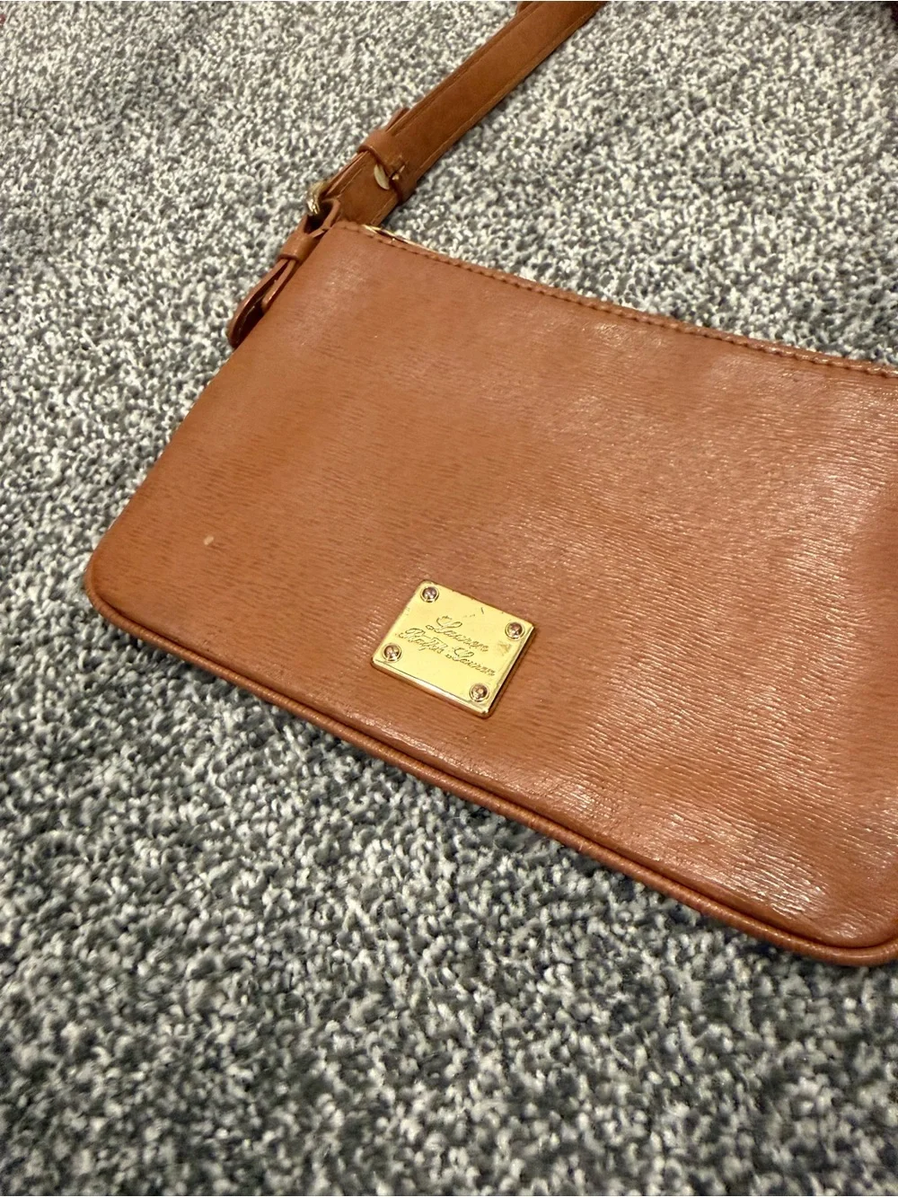 Ralph Lauren Leather Crossbody Bag in Cognac